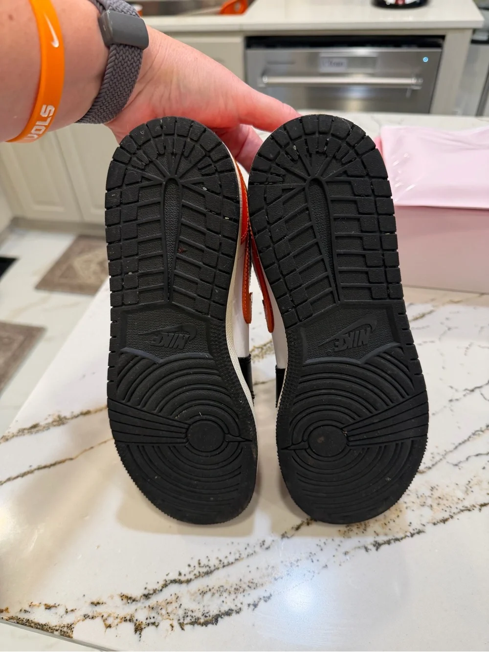 Nike youth Air Jordan’s in Black/Orange/White